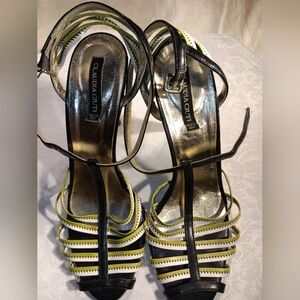 Black and Yellow Strappy Heels